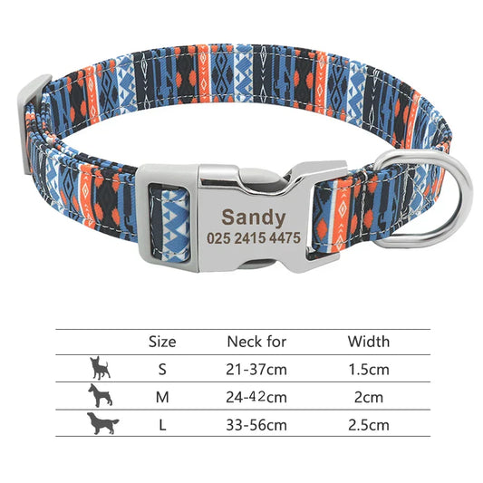 Adjustable Nylon Dog Collar – Personalized ID Collar with Engraved Name
