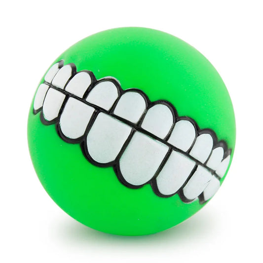 Funny Teeth Squeaky Dog Ball – Silicone Chew Toy for Dogs & Cats