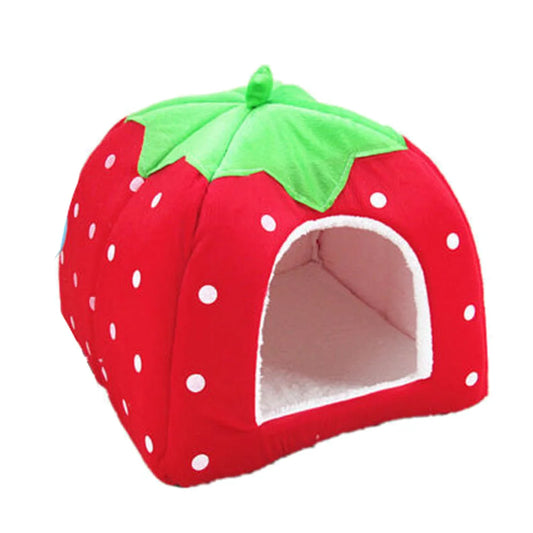 StrawberrySoft Pet House – Cozy Tent & Cushion for Small Dogs & Cats