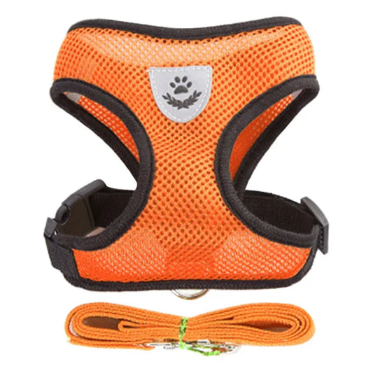 Small Dog & Cat Harness Set – Adjustable Breathable Vest with Leash
