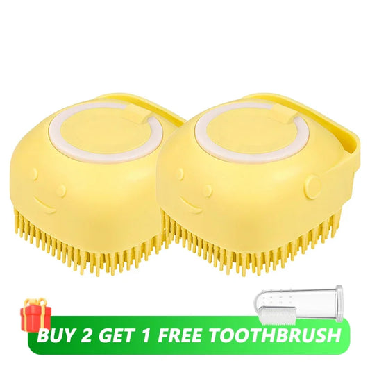 Dog Bathing Brush – Silicone Shampoo Dispenser & Massage Tool for Pets