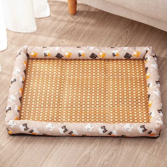 RattanCool Pet Mat – Breathable Summer Cooling Pad for Dogs & Cats
