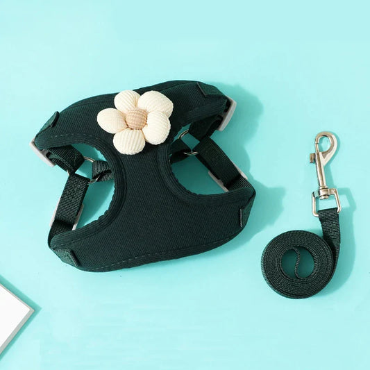 Adjustable Dog Harness with 1.2m Leash Set – Outdoor Walking for Small Pets