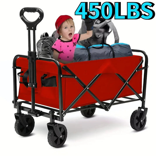 Foldable Utility Wagon Cart – Heavy Duty Portable Cart for Shopping & Outdoor Use