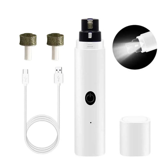 Electric Dog Nail Clippers – USB Rechargeable with LED Light for Quiet Grooming