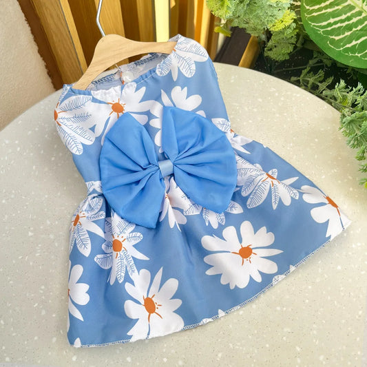 Spring Summer Dog Princess Dress – Bow Lace Skirt for Small Pets