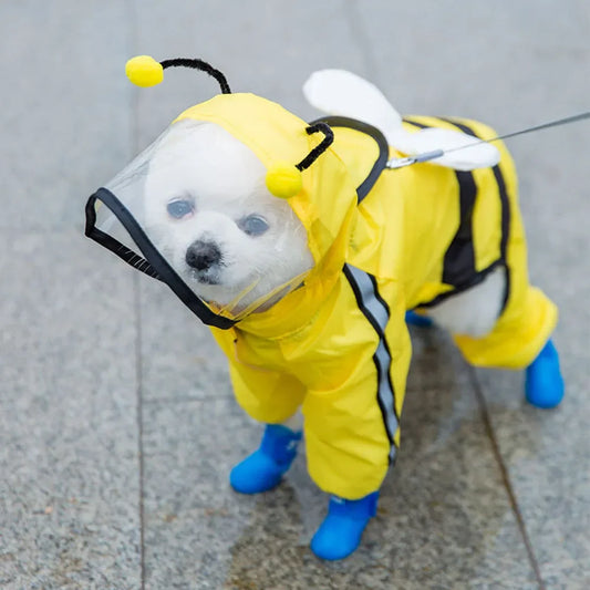 Bear Shape Dog Raincoat – Full Body Waterproof Jacket with Hat