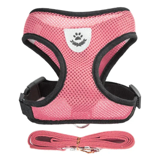 Adjustable Dog Harness & Leash Set – Breathable Vest for Small Dogs and Cats