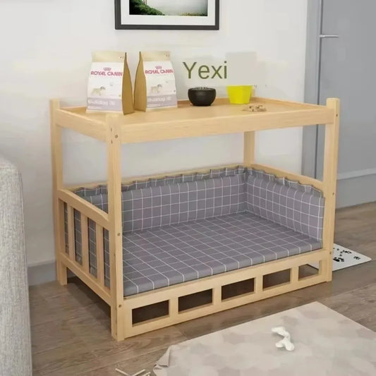 Solid Wood Pet Bed – Polished Kennel Nest for Dogs & Cats