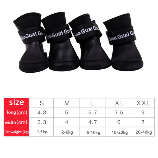 4Pcs Waterproof Anti-Slip Pet Rain Shoes – Rubber Boots for All Sizes